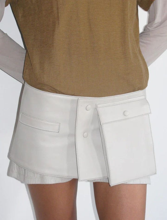 White Pleather Mini Skirt