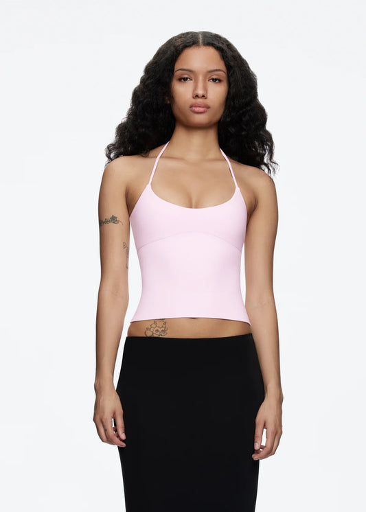 Baby Pink Halter Neck Tank Top