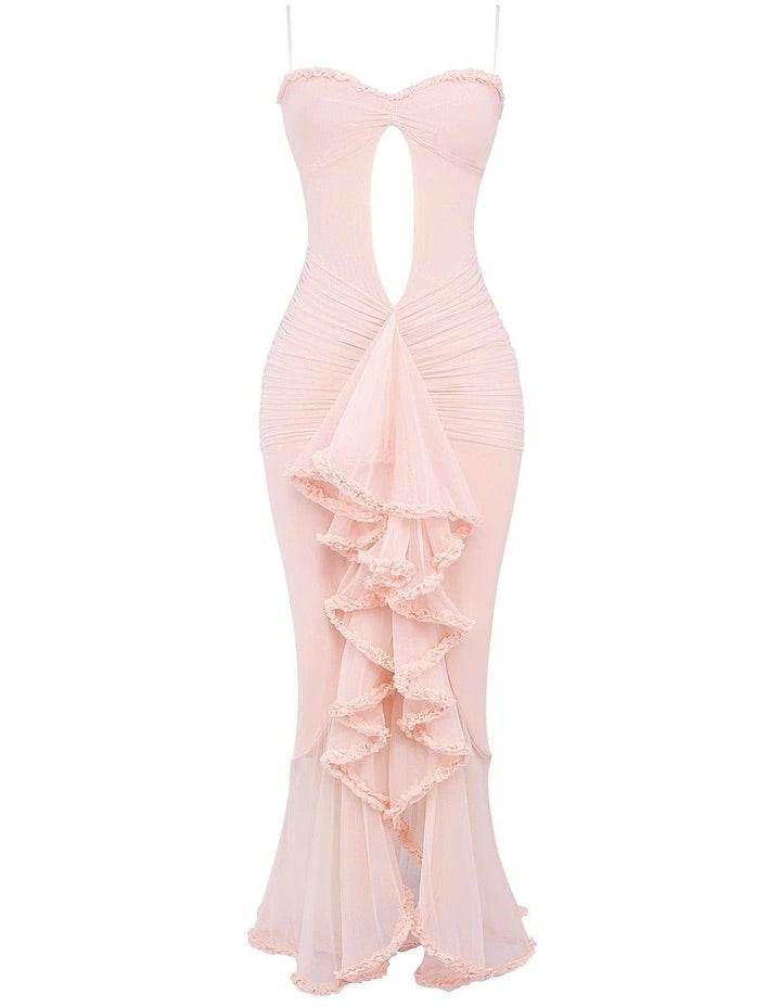 House of CB Gabriella Ruffle Gown Soft Peach