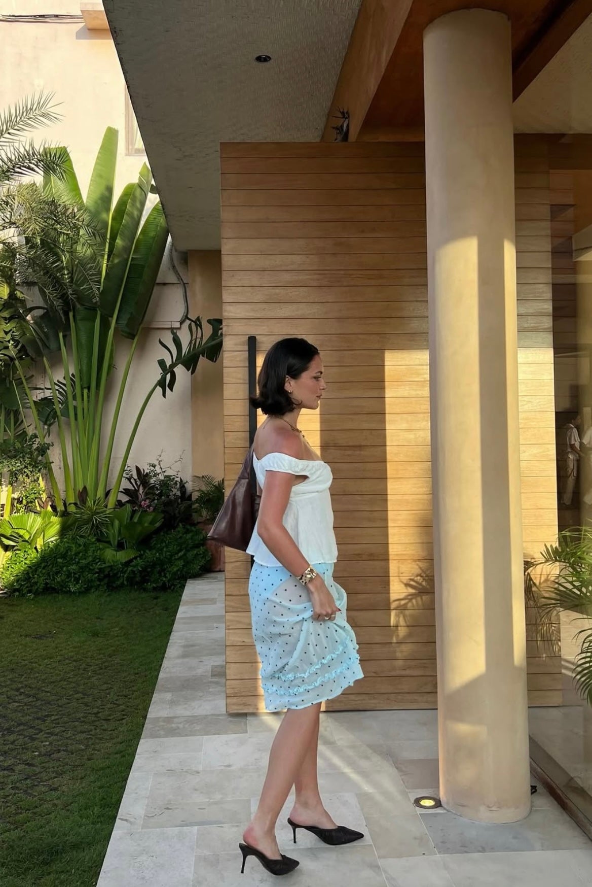 Alia Polka Dot Midi Skirt