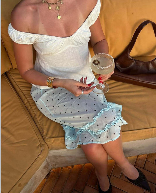 Alia Polka Dot Midi Skirt