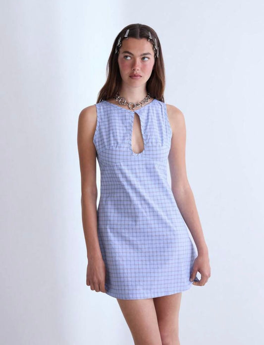 Plaid Keyhole Mini Dress